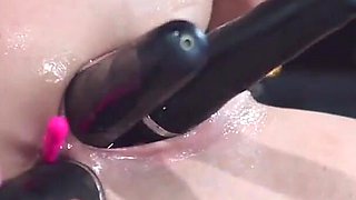 Multiple Magic Wand Insertion in Horny Slut Holes