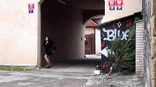 Extreme Public Pissing Next To A Busy Road