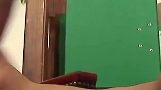 The secretary is sexually punished by the employer with his long cock inside her ass