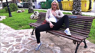 Blonde and her outdoor solo masturbation