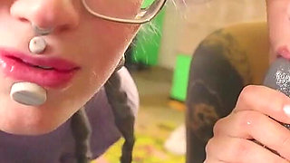 POV Anal Threesome with Tattooed Dick and Thick Goth Babe