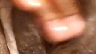 Rubbing Spreading My Black Pink Shaved Wet Pussy