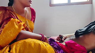 Tamil Beautiful Stepsister in Saree and Her Stepbrother Dick Blowjob Cum in Mouth