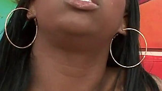 Ebony with a piercing on her pussy fucked doggy style