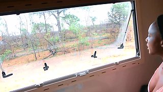 Real Black Babe Railed POV In Safari Van