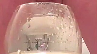 Pee in the Glass and Pouring Pee Over Myself and My Big Tits and Little Tease Pee From My Nipples