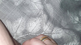 Step mom hand slip under blanket touching step son dick