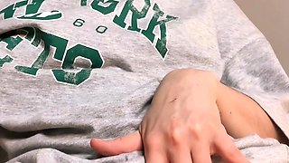 Amateur young teen solo masturbation on her livingroom