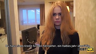 Debt4k. perfekt aussehender ingwer beseitigt schulden nach heißem porno