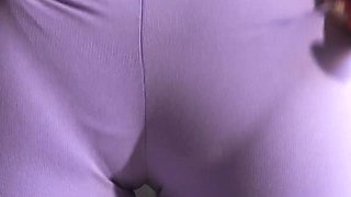 MILF with Fit Ass in Leggings Teases Visible Panty Line