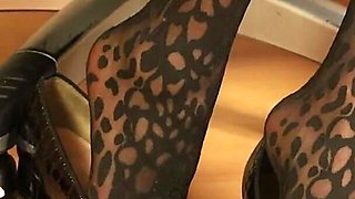 Leopard Tights & Black Pumps - Slow Shoeplay & Dangling Seduction