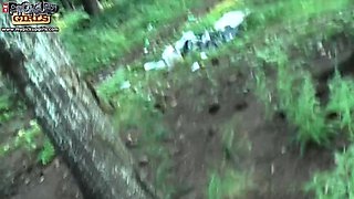 Interracial blowjob outdoors for sexy white ho