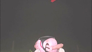 Femboy riding and fucking own cute ass with HUGE BBC dildo