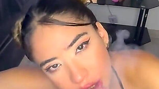 Beautiful Blonde with Big Tits and Cigarette Lover Likes to Suck a Big Cock While Smoking Cigarette