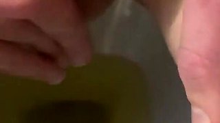She pees in the toilet beautiful beautiful golden shower on toilet