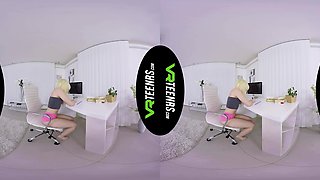 Petite Teen Masturbating In The Office Vr - Solo Masturbation