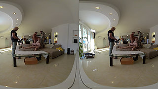 Haley Spades - Behind the Scenes VR Part Three - Little Freak Licks Cum From Chocolate in Monster Cock Gangbang