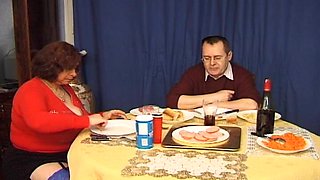French Granny Got to Suck Cock at Dinner