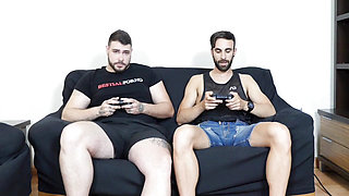 I play the video console with my friend, we bet, he loses and he has to SUCK my COCK