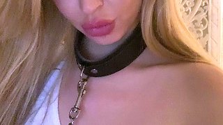 Sexy Blonde Babe With Big Boobs Strips Bra