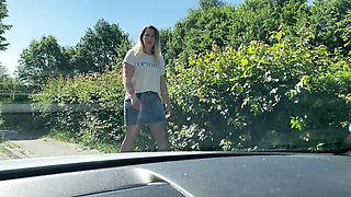 Slut Julia Winter lets strangers fuck her in the industrial park without a condom! Back to the office with cum on your face!
