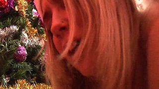 Hot French blonde in Christmas uniform enjoys hardcore anal sex