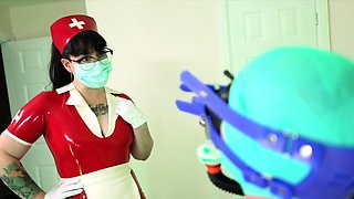 Latex Nurse E-Stim And Mouth Exploration