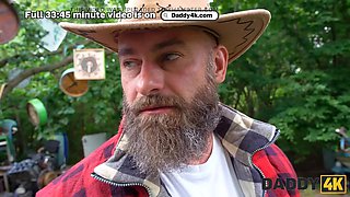 Daddy4k. surprise porno with daddy's fat cock while the bf is fixing the floor