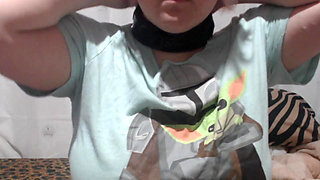 Trying on all my collars