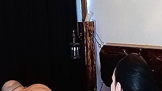 Dominatrix Double Fisting with Red Leather Gloves