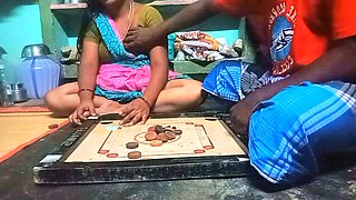 Village Bigg boobs aunty Bigg boobs aunty Carrom board is playing with man