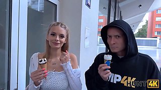 Hunt4k. blondie hottie used her enormous natural boobs to get back on her boyfriend