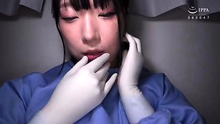pretty japanese gives handjob and blowjob