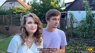 Hunt4k. nasty woman is showing her Natural Tits on the street and cheating on her boyfriend