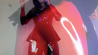 Latex slut solo anal masturbation