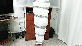 Mummified Panty Head Prepared for Bondage Journey