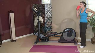 Hairy girl Veronica Snow strips at her home gym - WeAreHairy