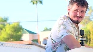 Sex Wife uses hired poolguys pool noodle for some fun