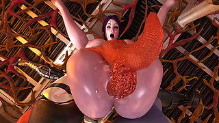 triple slug fuck. three girls got orgasm at the same time and got pregnant 3D