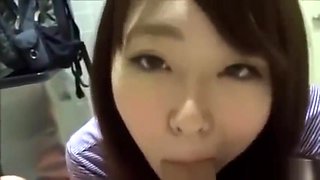 Asian GF blowing bathroom on her break