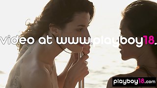 Nuda asian mom and GF watching sunset