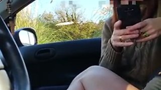 Married woman watching me cum in car