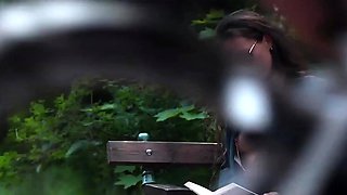 Sexy beautiful ass brunette babe outdoor solo