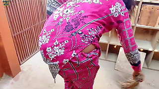 Indian Girl Cleaning Floor