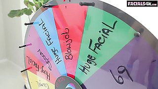 Spin The Wheel! Myra Moans Gets Her Face Coated In Fresh Frosting