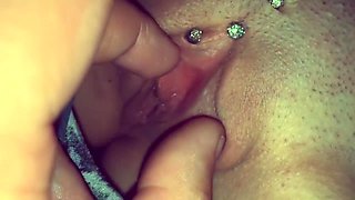 Playing around with my girls pierced clit