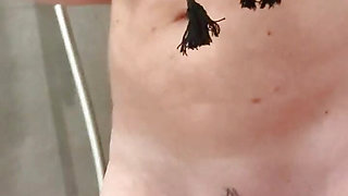 Milf Julie squirts jet in public shower