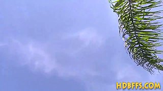 Whorish teens gang hardcore and sucking penis at pool fest