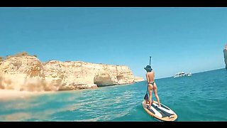 DaringKiara Fucks Stand-Up Paddle Board in Ocean - Big Tits MILF Solo Beach Comedy