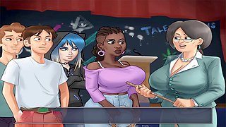 Anime milf teacher MissKitty2K introduces the music showcase in Summertime Saga